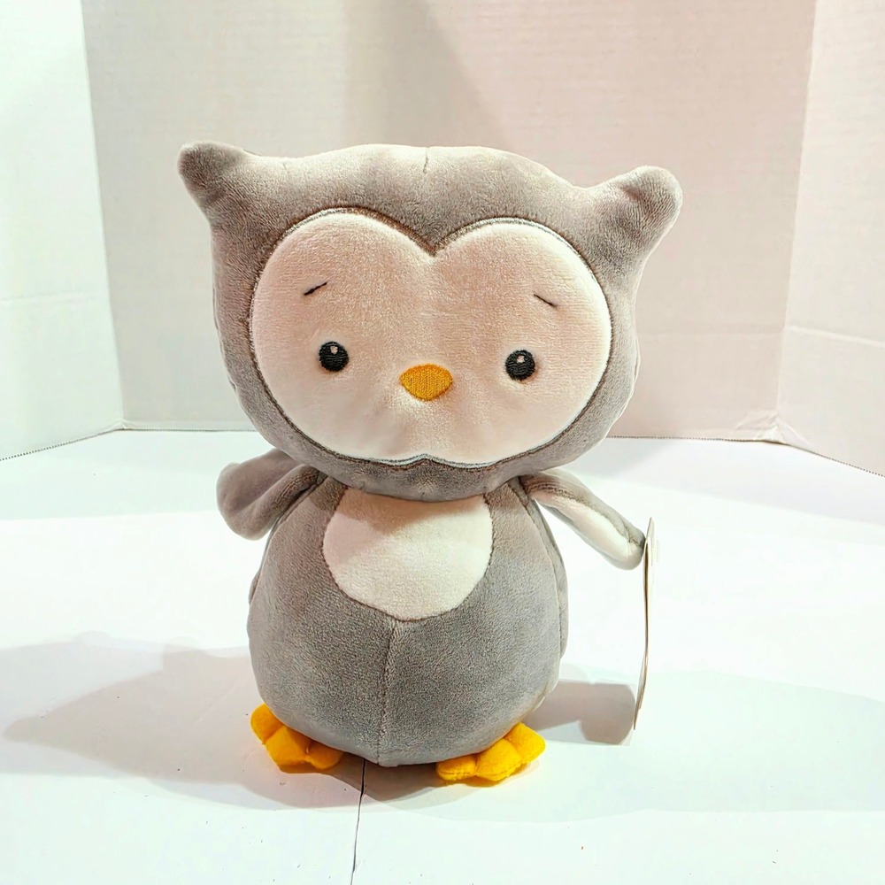 Baby Ganz Gray White Owl Plush 9" Stuffed Animal Cute Woodland Nursery Bird NWT